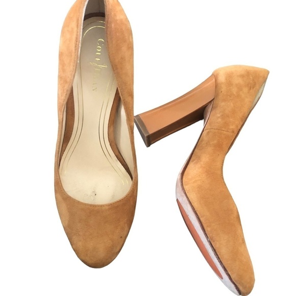 Cole Haan Chelsea Suede Womens Size 6B Pumps Heels Shoes CAMELLO 4” Chunky Heel - Picture 2 of 11